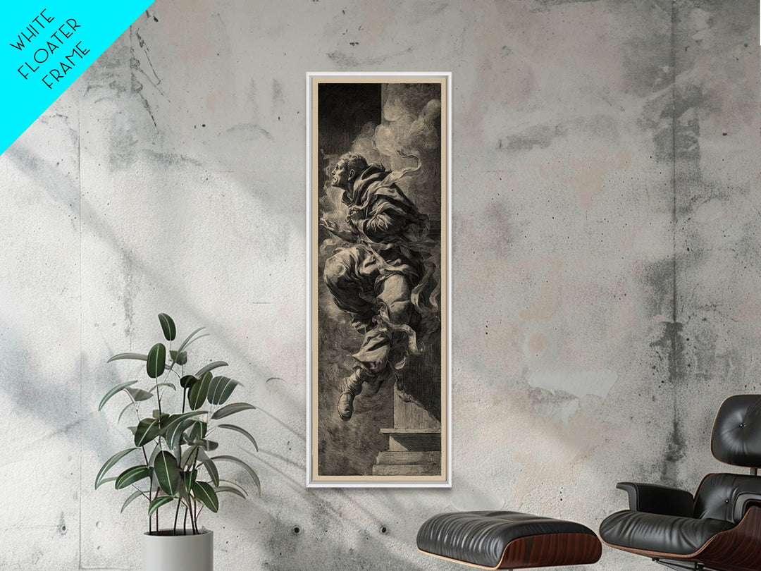 The Dream Eater, Architectural Etching Art, Tall Narrow Wall Art, Dark Fantasy Wall Art, Canvas Print, Halloween Wall Art