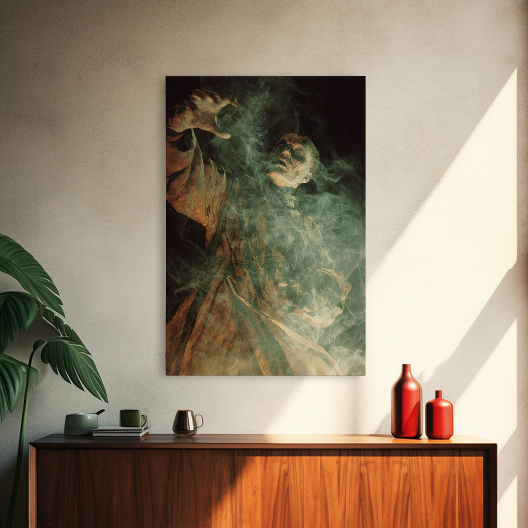 The Dream Eater, Expressionist Gothic Art, Vertical Wall Art, Macabre Wall Art, Framed Canvas Print, Halloween Wall Art