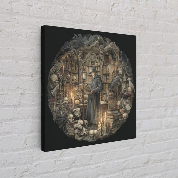 The Crypt Librarian, Danse Macabre Art, Square Wall Art, Dark Fantasy Wall Art, Canvas Print, Halloween Wall Art