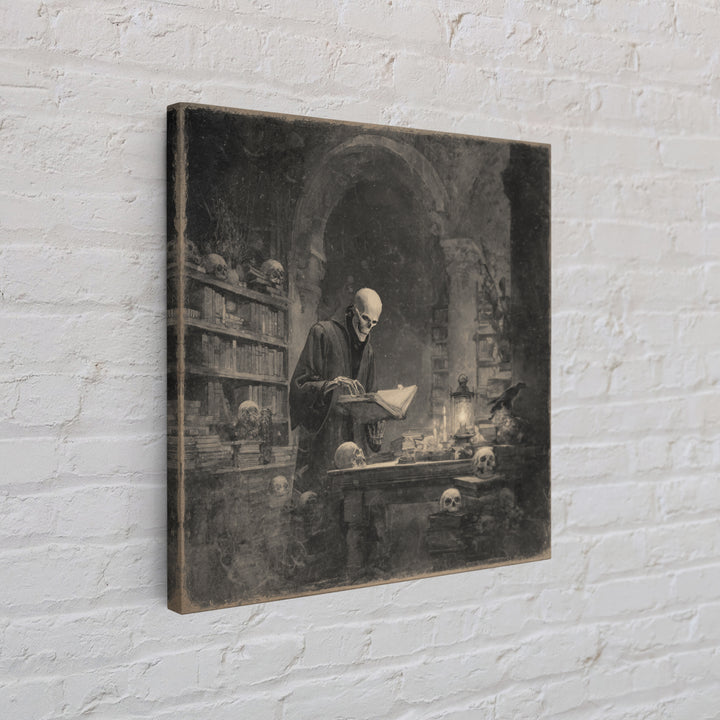 The Crypt Librarian, Symbolist Dream Art, Square Wall Art, Dark Fantasy Wall Art, Canvas Print, Halloween Wall Art, Gothic Home Decor