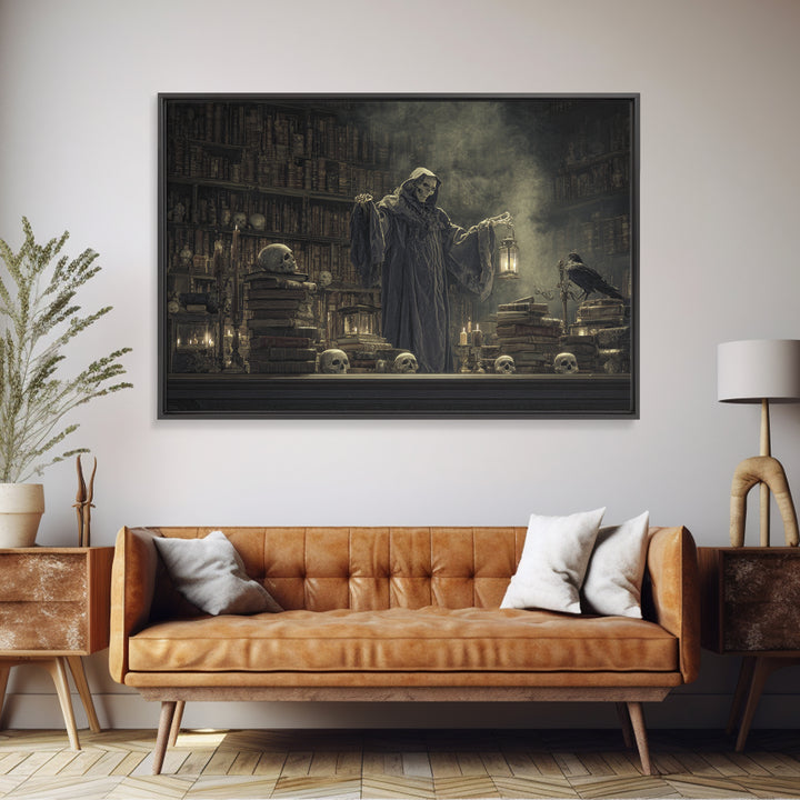 The Crypt Librarian, Symbolist Gothic Landscape, Landscape Wall Art, Gothic Horror Wall Art, Canvas Print, Halloween Wall Art