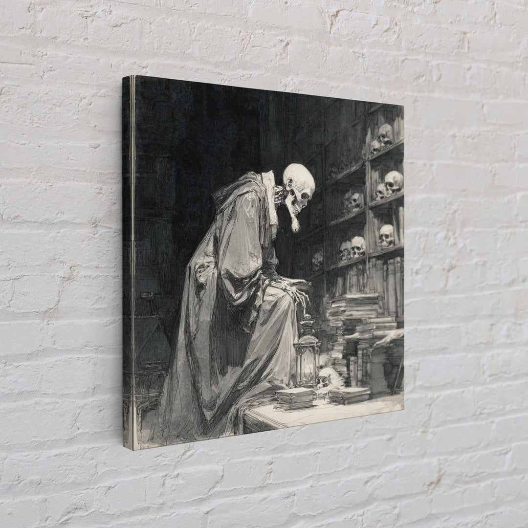 The Crypt Librarian, Decadent Gothic Art, Square Wall Art, Dark Fantasy Wall Art, Canvas Print, Halloween Wall Art, Halloween Decor