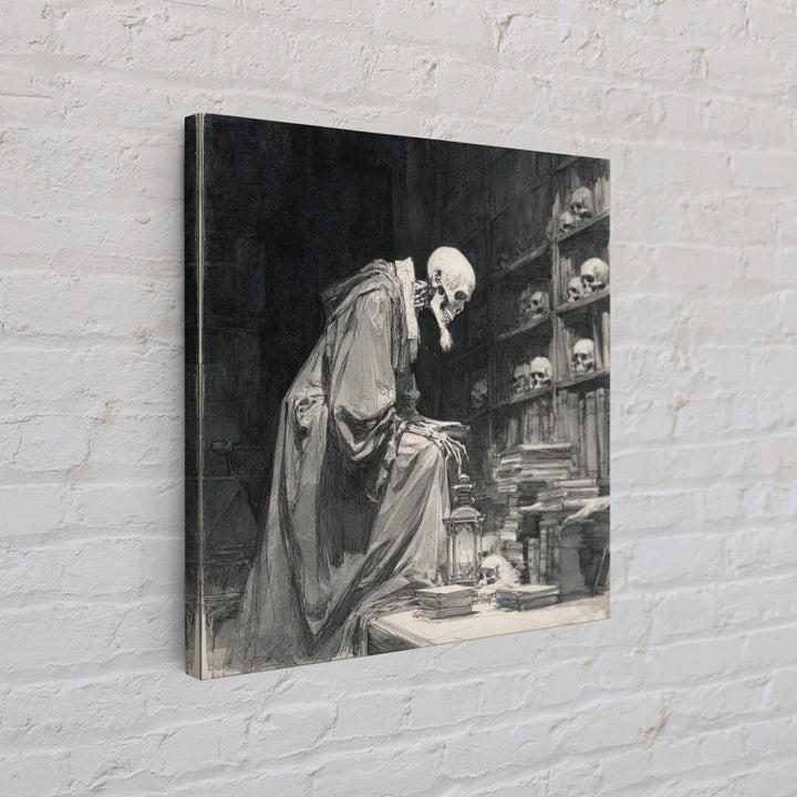 The Crypt Librarian, Decadent Gothic Art, Square Wall Art, Dark Fantasy Wall Art, Canvas Print, Halloween Wall Art, Halloween Decor