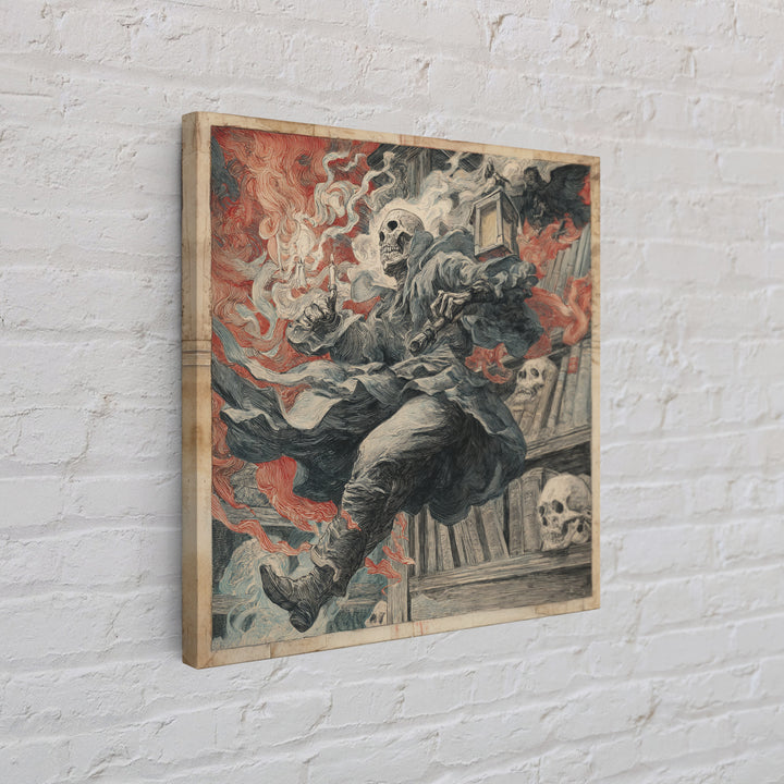 The Crypt Librarian, Grotesque Carnival Art, Square Wall Art, Dark Halloween Decor, Canvas Print, Halloween Wall Art, Statement Wall Art