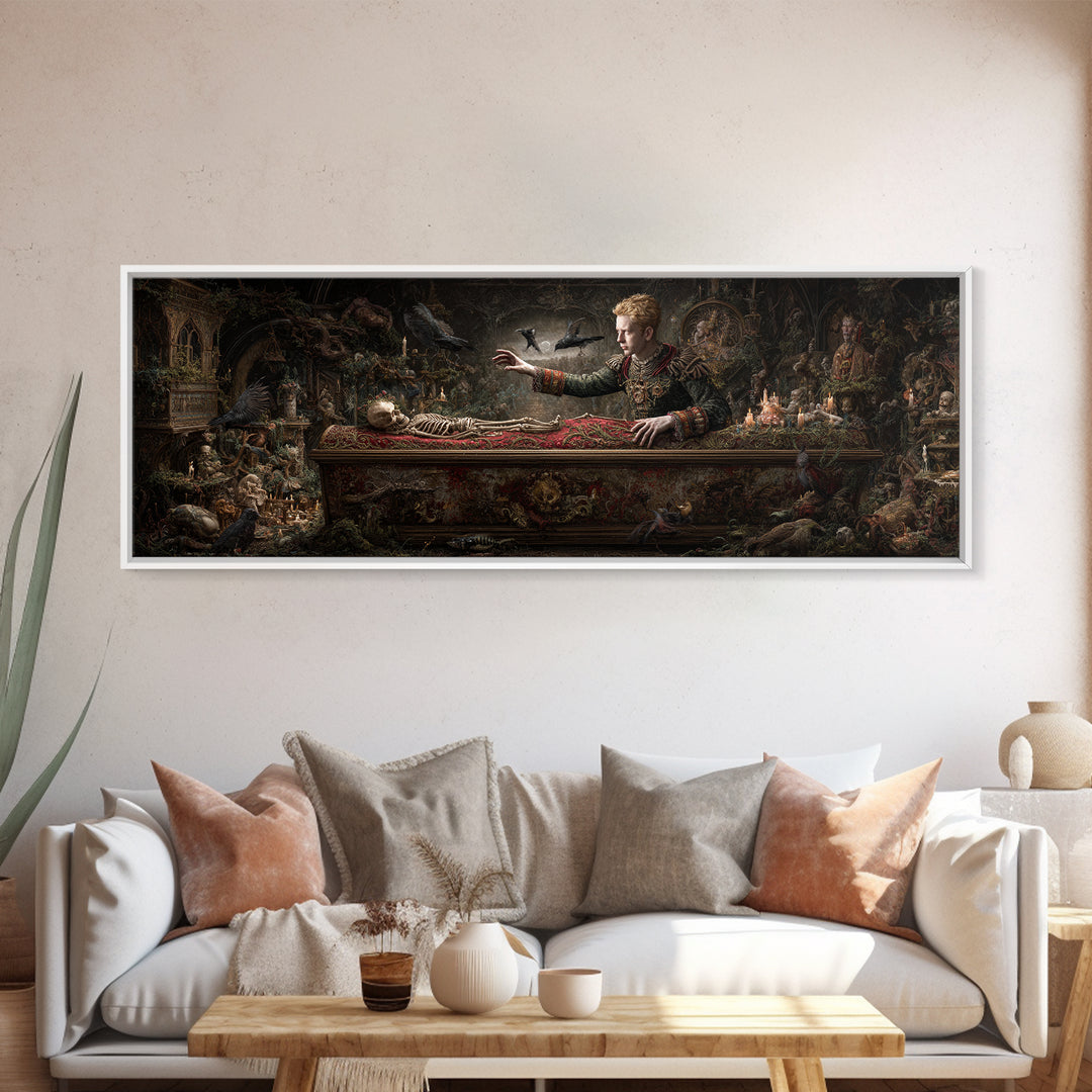 The Royal Coffin Maker, Medieval Grotesque Art, Extra Wide Wall Art, Gothic Horror Wall Art, Canvas Print, Halloween Wall Art