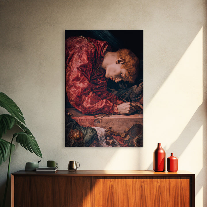 The Royal Coffin Maker, Dark Renaissance Art, Vertical Wall Art, Macabre Wall Art, Canvas Print, Halloween Wall Art