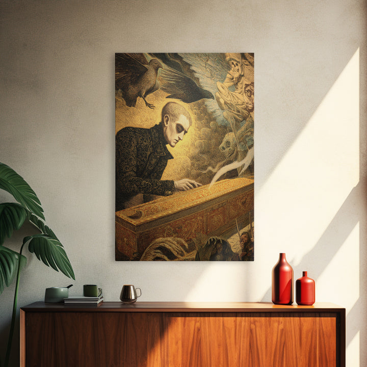 The Royal Coffin Maker, Visionary Gothic Art, Vertical Wall Art, Macabre Wall Art, Canvas Print, Halloween Wall Art, Horror Wall Art