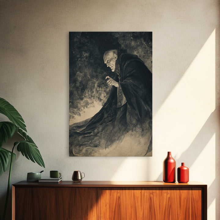 The Royal Coffin Maker, Expressionist Nightmare Art, Vertical Wall Art, Dark Fantasy Wall Art, Canvas Print, Halloween Wall Art