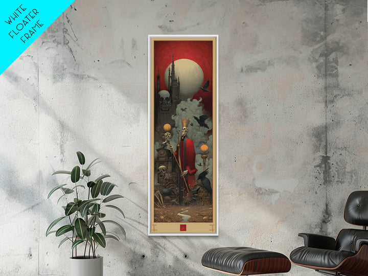 The Royal Coffin Maker, Surreal Apocalyptic Art, Tall Narrow Wall Art, Dark Fantasy Wall Art, Framed Canvas Print