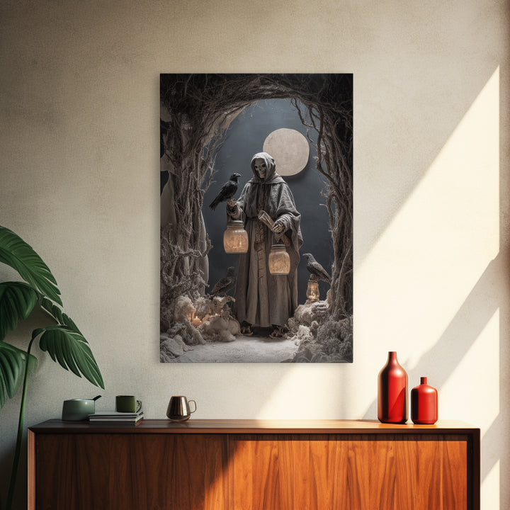 The Soul Collector, Danse Macabre Art, Vertical Wall Art, Dark Fantasy Wall Art, Framed Canvas Print, Halloween Wall Art