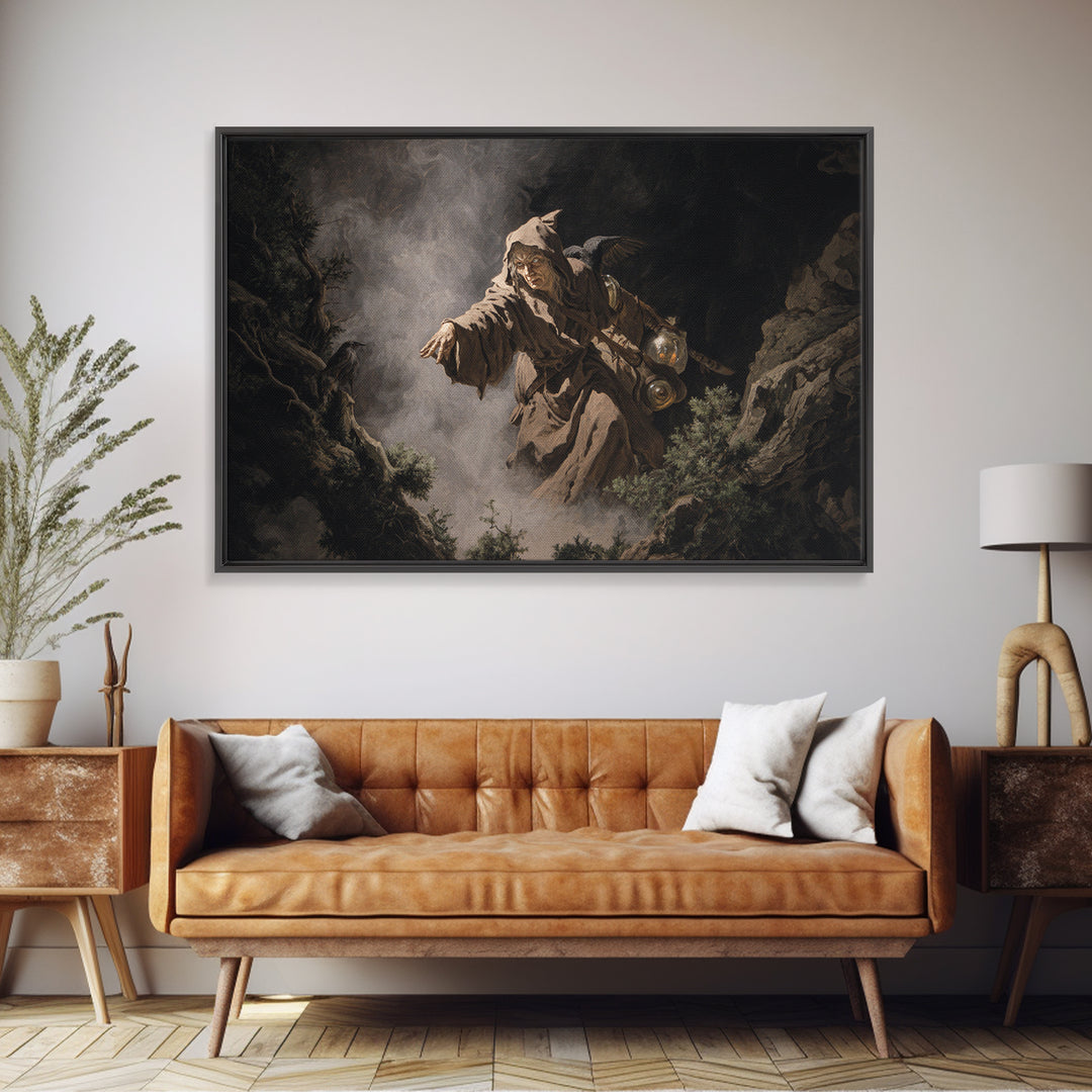 The Soul Collector, Baroque Witchcraft Art, Landscape Wall Art, Dark Halloween Decor, Framed Canvas Print, Halloween Wall Art