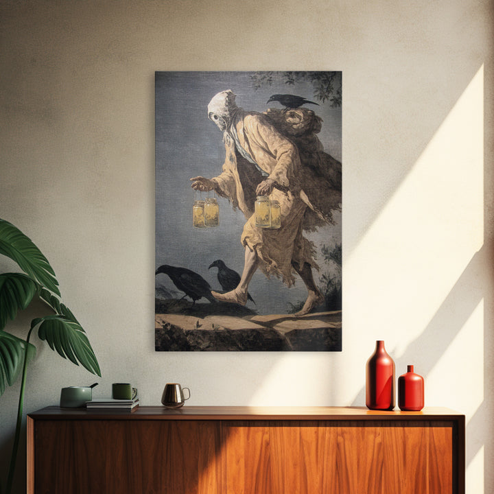 The Soul Collector, Gothic Nightmare Art, Vertical Wall Art, Macabre Wall Art, Framed Canvas Print, Halloween Wall Art