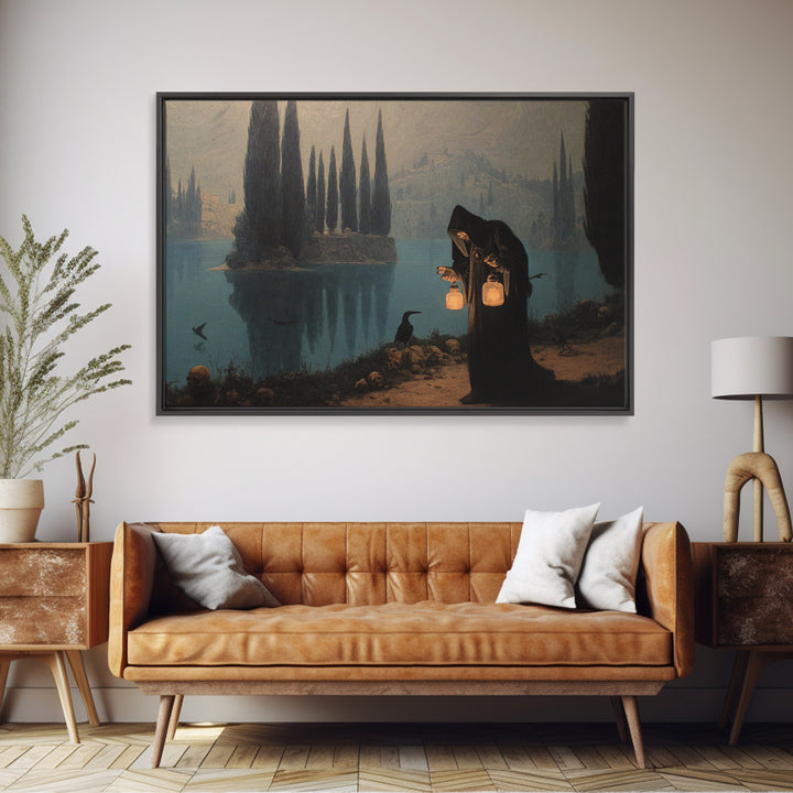 The Soul Collector, Symbolist Gothic Landscape, Landscape Wall Art, Macabre Wall Art, Framed Canvas Print, Halloween Wall Art