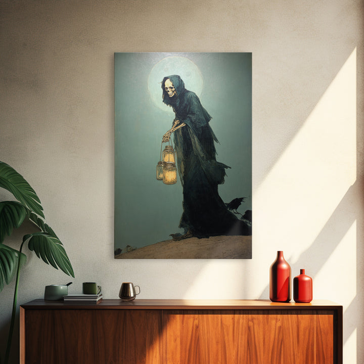 The Soul Collector, Decadent Gothic Art, Vertical Wall Art, Macabre Wall Art, Framed Canvas Print, Halloween Wall Art