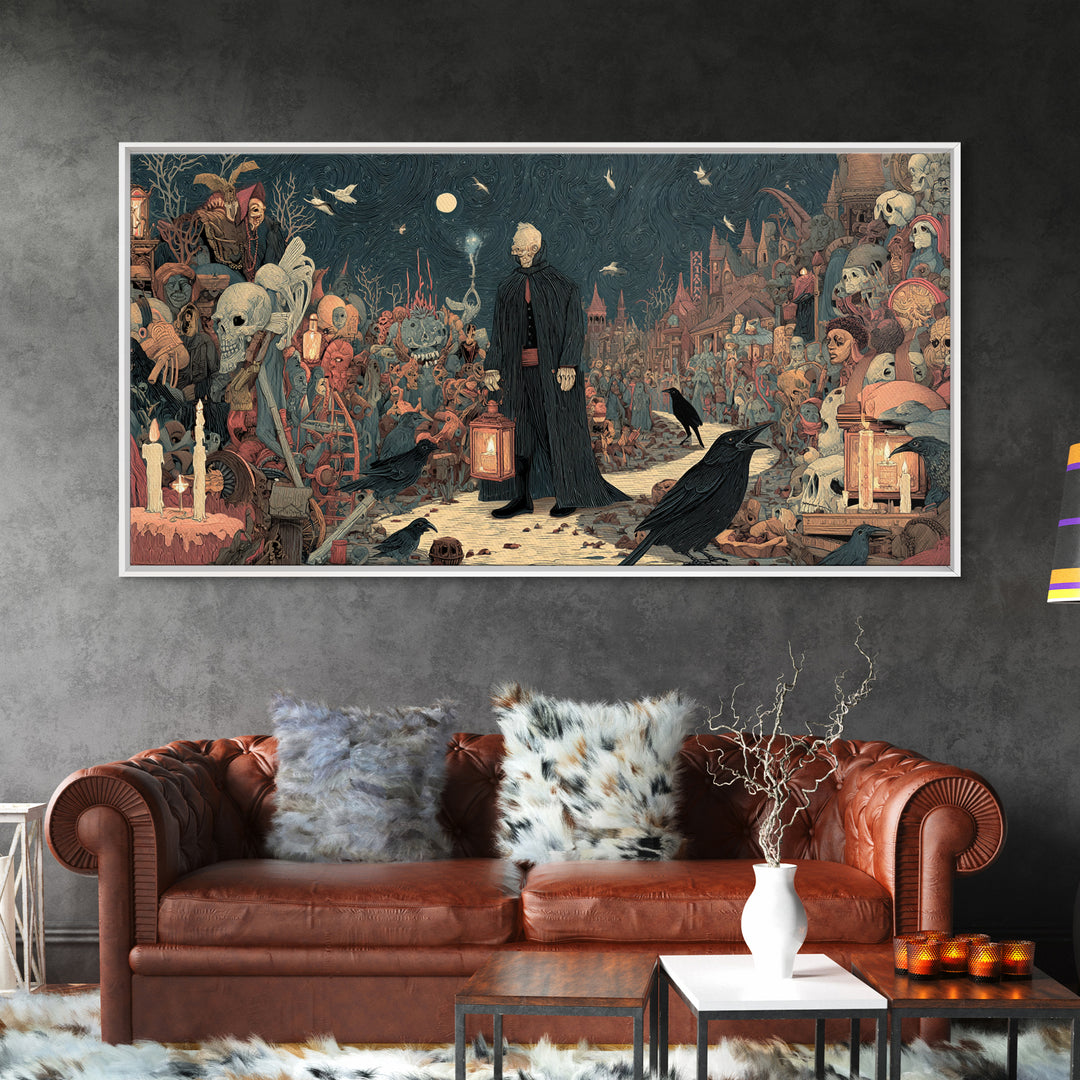 The Soul Collector, Grotesque Carnival Art, Wide Panoramic Art, Gothic Horror Wall Art, Canvas Print, Halloween Wall Art