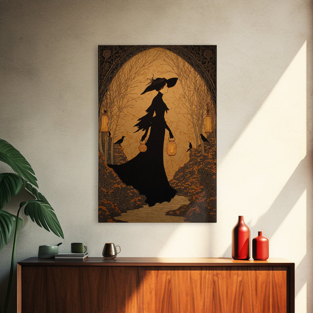 The Soul Collector, Decadent Line Art, Vertical Wall Art, Macabre Wall Art, Canvas Print, Halloween Wall Art, Dark Fantasy Art