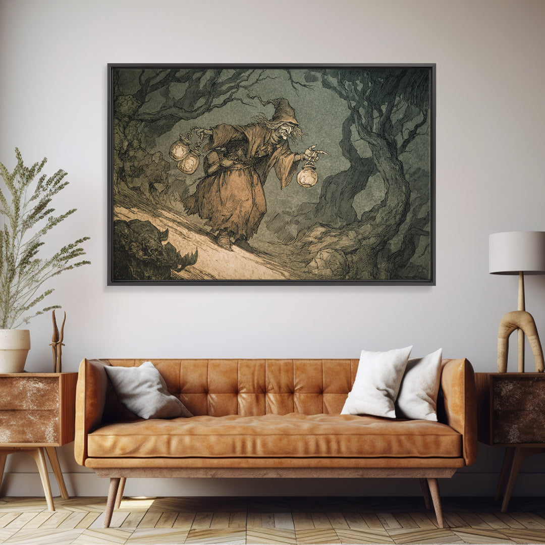 The Soul Collector, Gothic Storybook Art, Landscape Wall Art, Gothic Horror Wall Art, Canvas Print, Halloween Wall Art