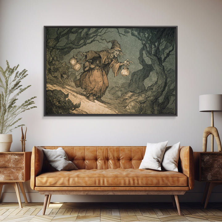The Soul Collector, Gothic Storybook Art, Landscape Wall Art, Gothic Horror Wall Art, Canvas Print, Halloween Wall Art