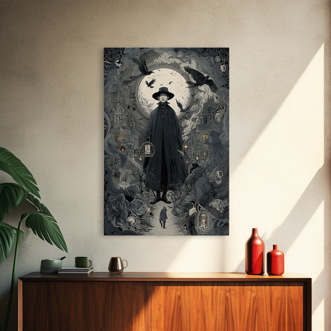 The Soul Collector, Victorian Macabre Art, Vertical Wall Art, Dark Fantasy Wall Art, Framed Canvas Print, Halloween Wall Art