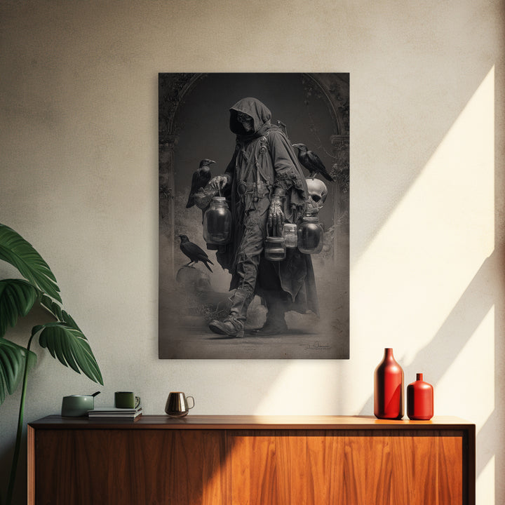 The Soul Collector, Biomechanical Horror Art, Vertical Wall Art, Macabre Wall Art, Framed Canvas Print, Halloween Wall Art