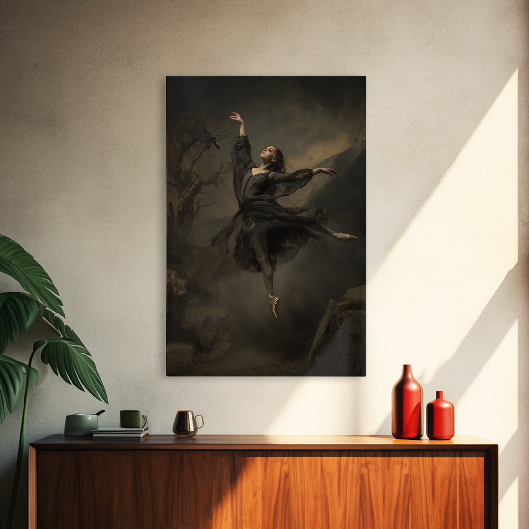 The Phantom Ballerina, Baroque Witchcraft Art, Vertical Wall Art, Dark Fantasy Wall Art, Canvas Print, Halloween Wall Art