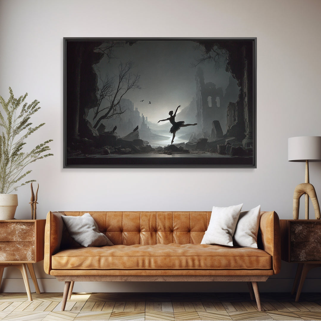 The Phantom Ballerina, Romantic Gothic Landscape, Landscape Wall Art, Gothic Horror Wall Art, Framed Canvas Print