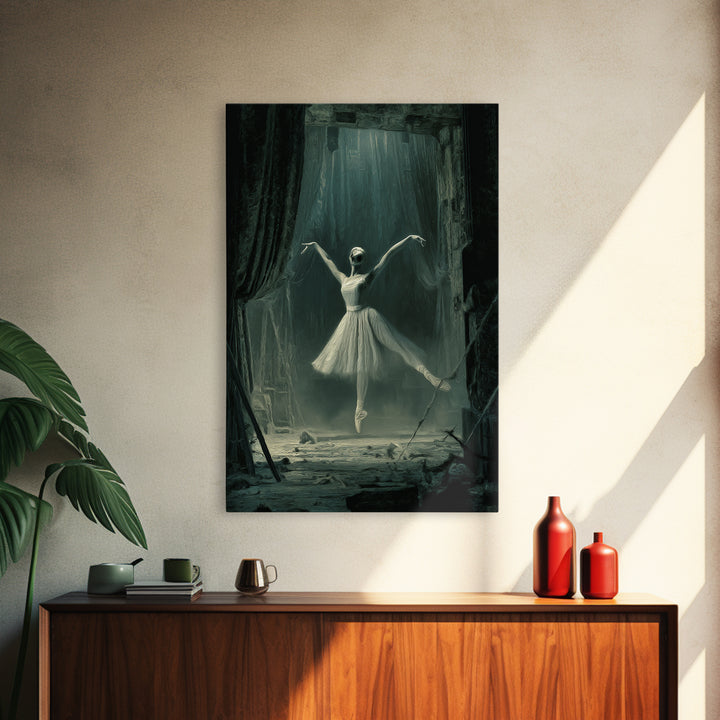 The Phantom Ballerina, Expressionist Gothic Art, Vertical Wall Art, Gothic Horror Wall Art, Framed Canvas Print, Halloween Wall Art