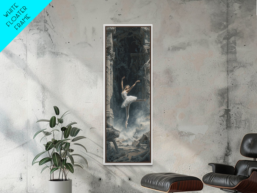 The Phantom Ballerina, Surreal Apocalyptic Art, Tall Narrow Wall Art, Gothic Horror Wall Art, Framed Canvas Print