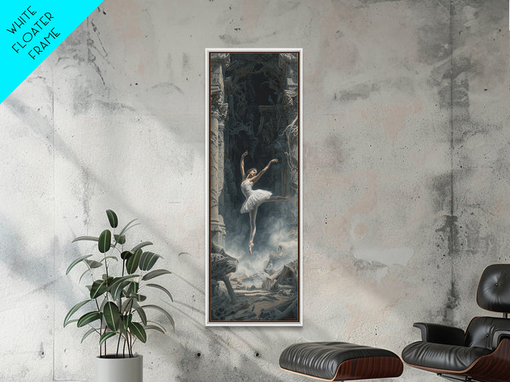 The Phantom Ballerina, Surreal Apocalyptic Art, Tall Narrow Wall Art, Gothic Horror Wall Art, Framed Canvas Print