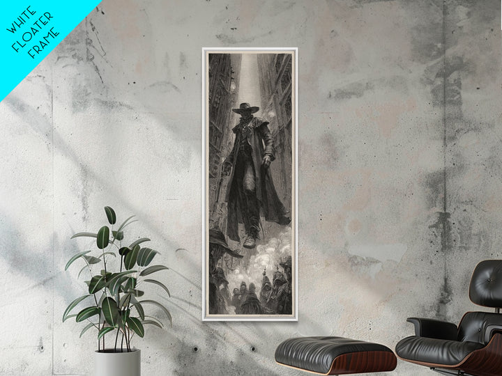 The Ghost Of The Witch Hunter, Gothic Engraving Art, Tall Narrow Wall Art, Dark Fantasy Wall Art, Canvas Print, Halloween Wall Art