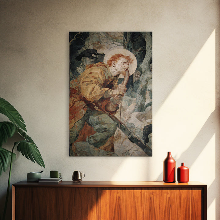 The Ghost Of The Witch Hunter, Dark Renaissance Art, Vertical Wall Art, Gothic Horror Wall Art, Canvas Print, Halloween Wall Art