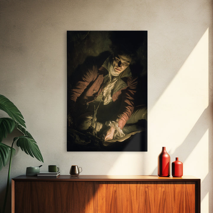 The Ghost Of The Witch Hunter, Gothic Nightmare Art, Vertical Wall Art, Dark Halloween Decor, Framed Canvas Print, Halloween Wall Art