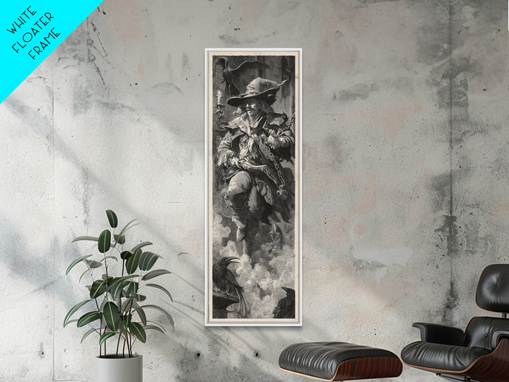 The Ghost Of The Witch Hunter, Architectural Etching Art, Tall Narrow Wall Art, Macabre Wall Art, Canvas Print
