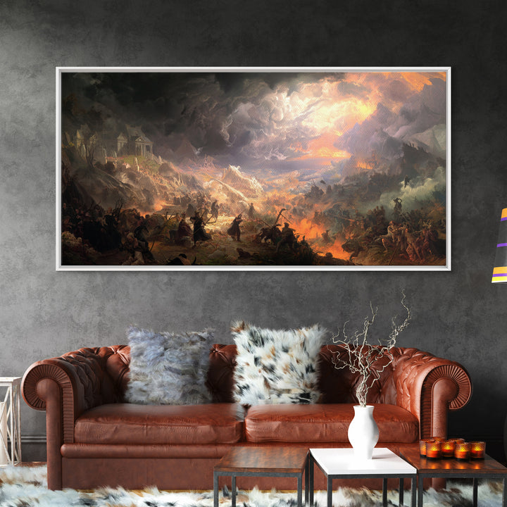 The Ghost Of The Witch Hunter, Apocalyptic Romantic Art, Wide Panoramic Art, Dark Fantasy Wall Art, Canvas Print, Halloween Wall Art