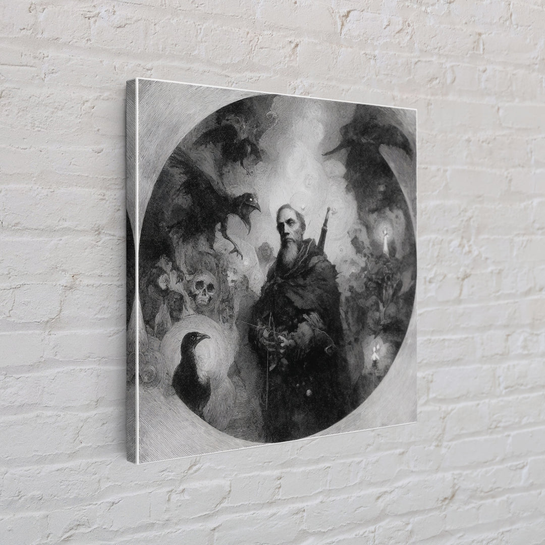 The Ghost Of The Witch Hunter, Symbolist Dream Art, Square Wall Art, Macabre Wall Art, Canvas Print, Halloween Wall Art
