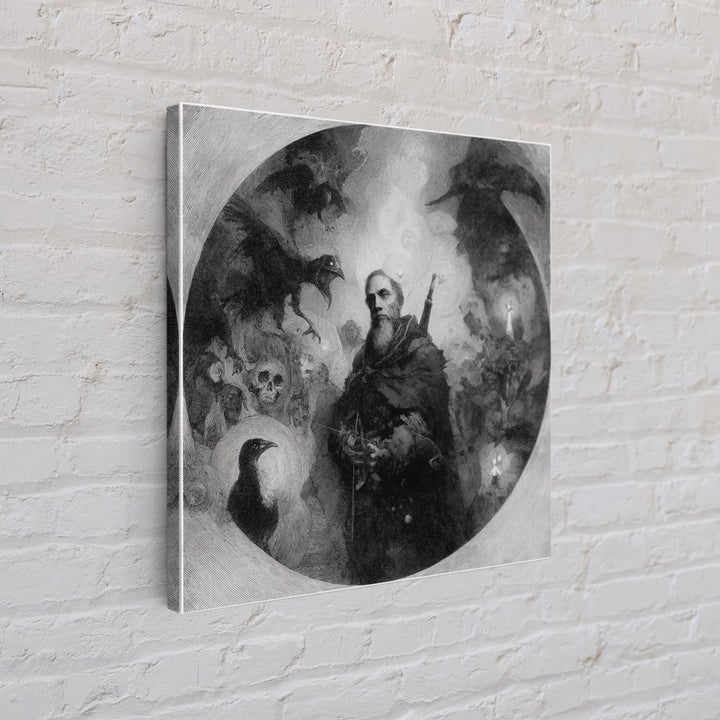 The Ghost Of The Witch Hunter, Symbolist Dream Art, Square Wall Art, Macabre Wall Art, Canvas Print, Halloween Wall Art