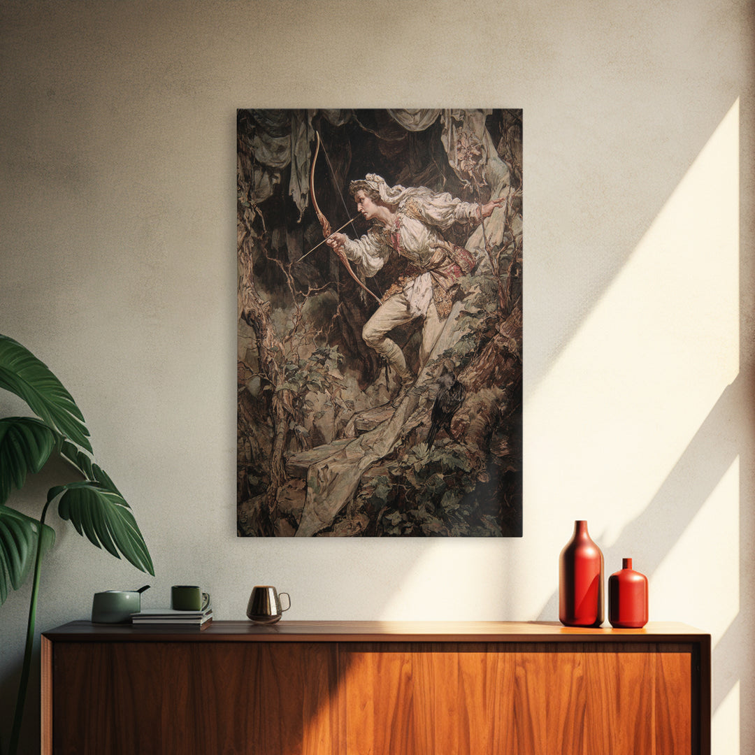 The Ghost Of The Witch Hunter, Ornate Symbolist Art, Vertical Wall Art, Macabre Wall Art, Framed Canvas Print, Halloween Wall Art