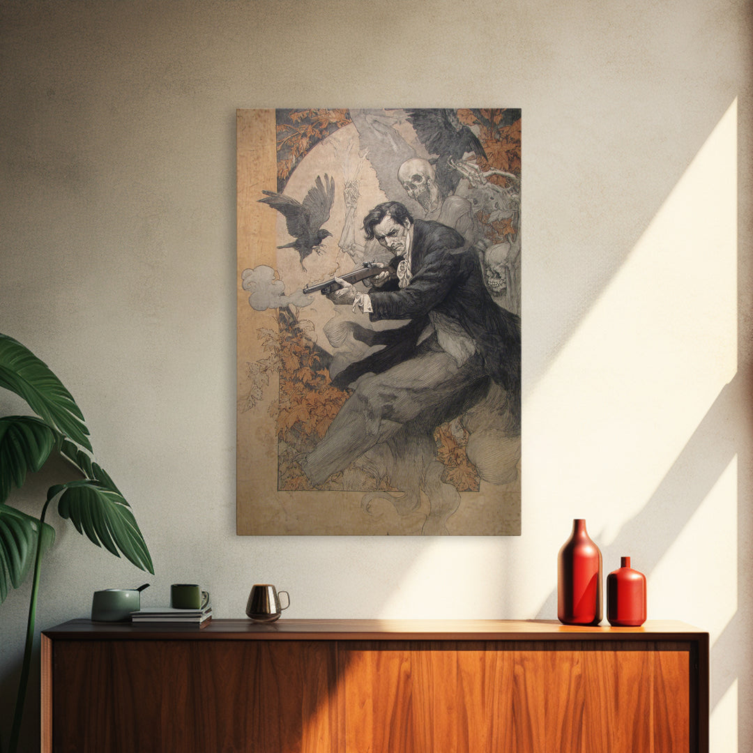 The Ghost Of The Witch Hunter, Decadent Gothic Art, Vertical Wall Art, Gothic Horror Wall Art, Framed Canvas Print