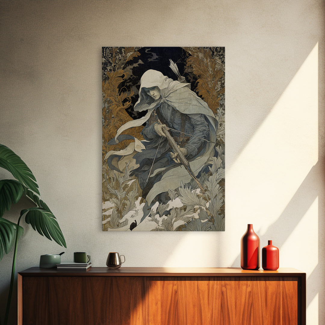 The Ghost Of The Witch Hunter, Symbolist Death Art, Vertical Wall Art, Gothic Horror Wall Art, Canvas Print, Halloween Wall Art