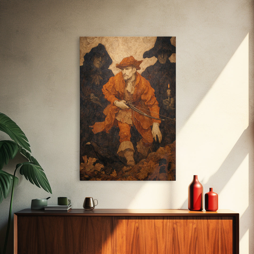 The Ghost Of The Witch Hunter, Dark Symbolist Art, Vertical Wall Art, Macabre Wall Art, Canvas Print, Halloween Wall Art