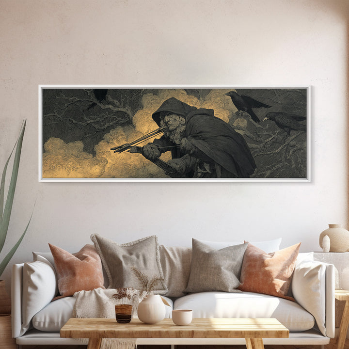 The Ghost Of The Witch Hunter, Expressionist Nightmare Art, Extra Wide Wall Art, Dark Fantasy Wall Art, Framed Canvas Print