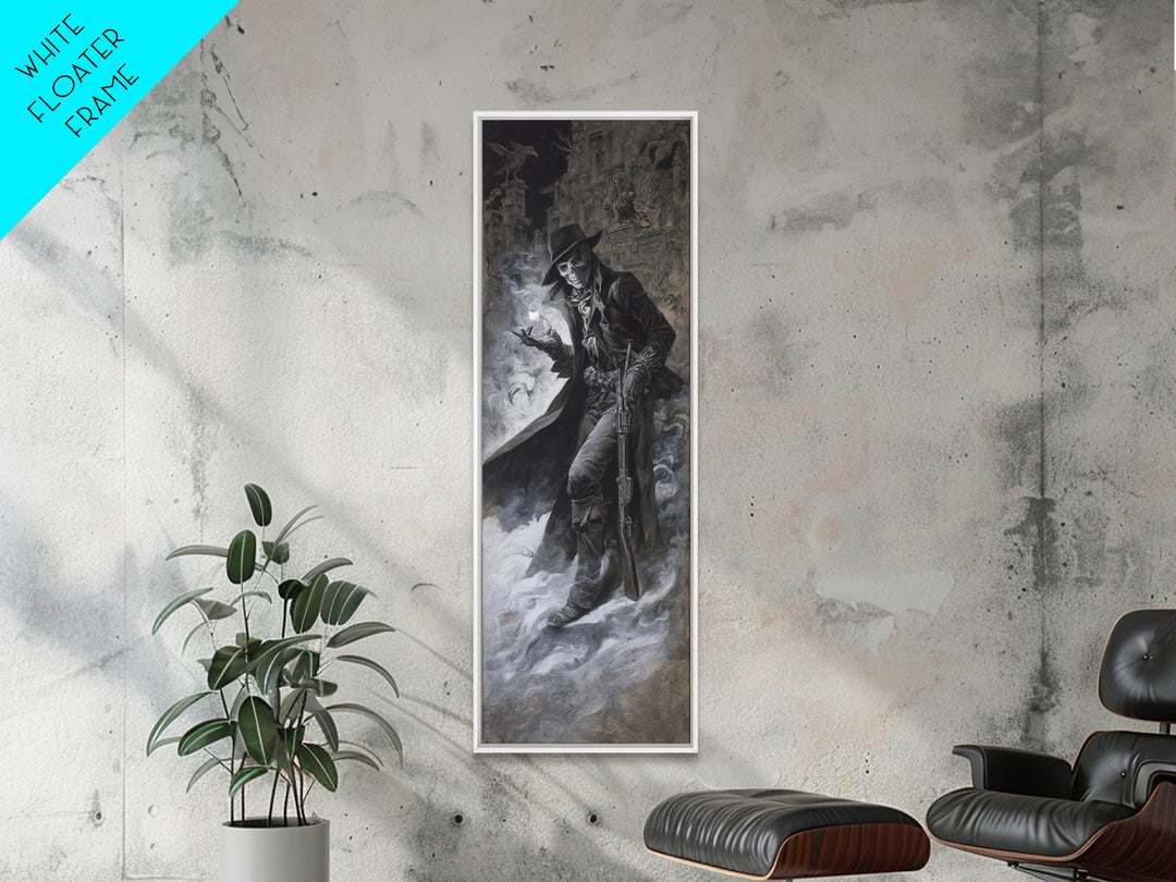 The Ghost Of The Witch Hunter, Surreal Apocalyptic Art, Tall Narrow Wall Art, Macabre Wall Art, Canvas Print, Halloween Wall Art