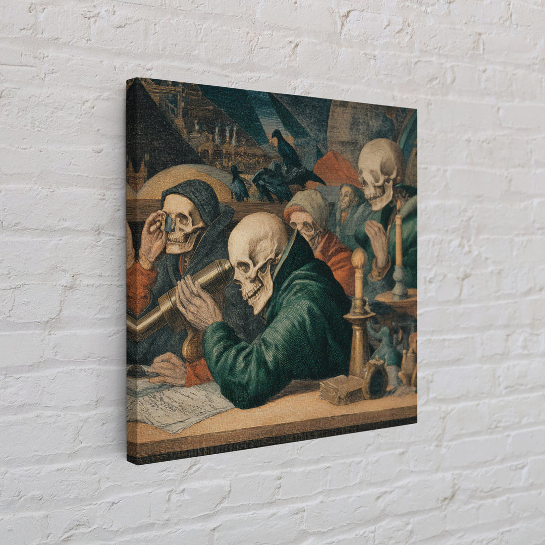 The Skull Astronomer, Danse Macabre Art, Square Wall Art, Dark Fantasy Wall Art, Canvas Print, Halloween Wall Art