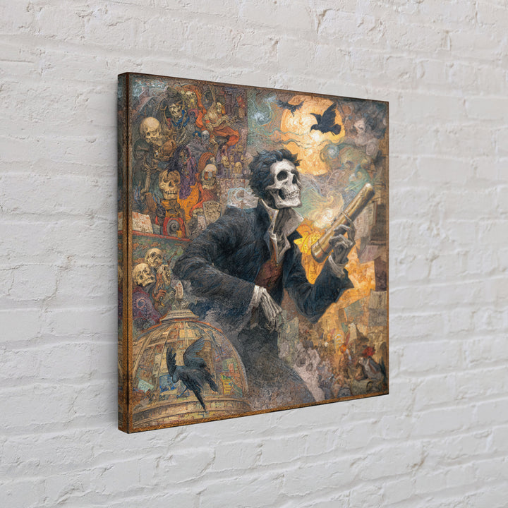 The Skull Astronomer, Grotesque Carnival Art, Square Wall Art, Dark Fantasy Wall Art, Canvas Print, Halloween Wall Art