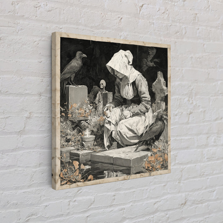 The Cemetery Beekeeper, Danse Macabre Art, Square Wall Art, Dark Fantasy Wall Art, Framed Canvas Print, Horror Wall Art