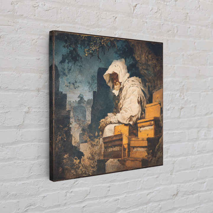 The Cemetery Beekeeper, Baroque Witchcraft Art, Square Wall Art, Macabre Wall Art, Framed Canvas Print, Halloween Wall Art