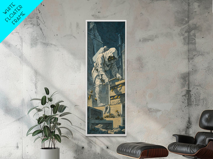 The Cemetery Beekeeper, Architectural Etching Art, Tall Narrow Wall Art, Gothic Horror Wall Art, Canvas Print