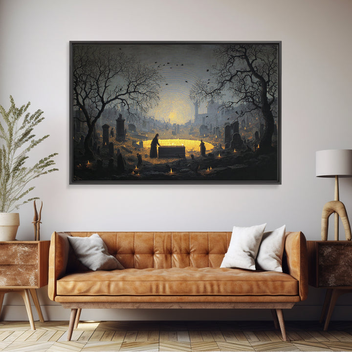 The Cemetery Beekeeper, Romantic Gothic Landscape, Landscape Wall Art, Macabre Wall Art, Framed Canvas Print, Halloween Wall Art