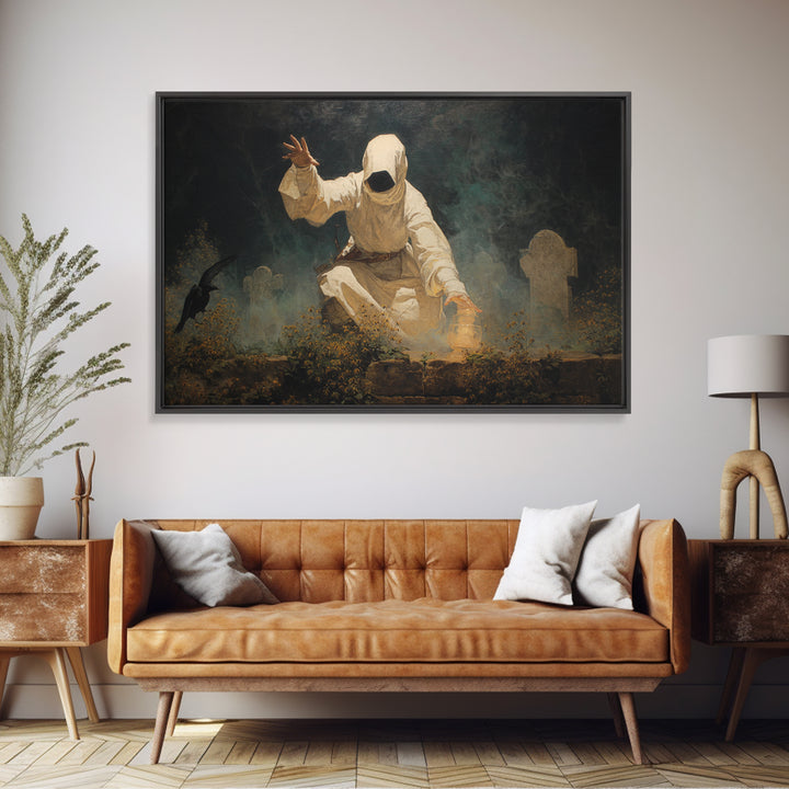 The Cemetery Beekeeper, Symbolist Gothic Landscape, Landscape Wall Art, Dark Fantasy Wall Art, Framed Canvas Print, Halloween Wall Art