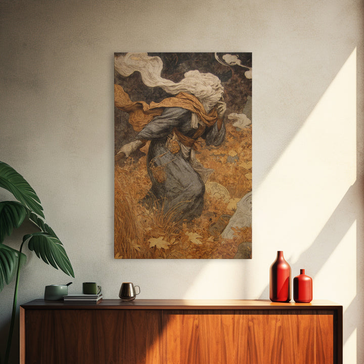 The Cemetery Beekeeper, Ornate Symbolist Art, Vertical Wall Art, Gothic Horror Wall Art, Canvas Print, Halloween Wall Art
